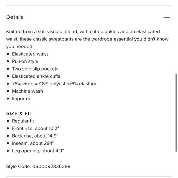 NWT Moss Copenhagen Sweat Pants - Picture 3 of 3